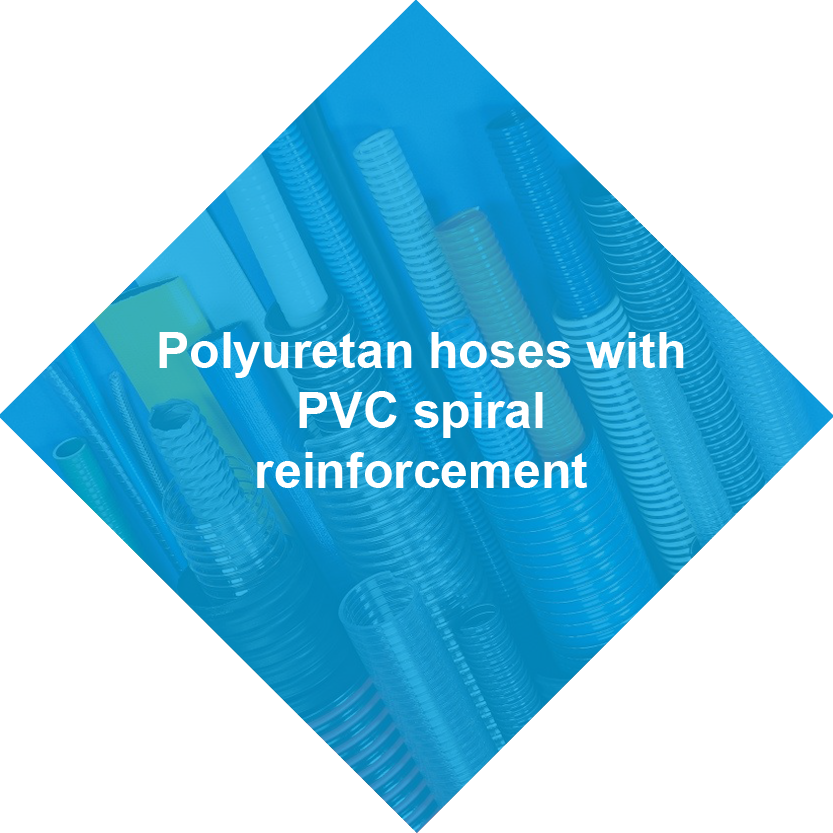 Polyuretan hoses with PVC spiral reinforcement